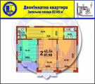 2-кімнатне планування квартири в будинку за адресою Лейпцигська вулиця 13а