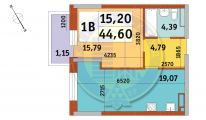 1-кімнатне планування квартири в будинку за адресою Глибочицька вулиця 43 (2)