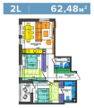 2-комнатная планировка квартиры в доме по адресу Салютная улица 2б (8)