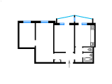 3-комнатная планировка квартиры в доме по проекту БПС-6