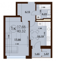 1-кімнатне планування квартири в будинку за адресою Амурська вулиця дом 1