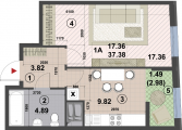 1-комнатная планировка квартиры в доме по адресу Панорамная улица 2а