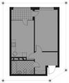 1-комнатная планировка квартиры в доме по адресу Сверстюка Евгения улица (Расковой Марины улица) 4(Феникс)