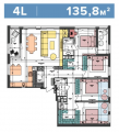 4-комнатная планировка квартиры в доме по адресу Салютная улица 2б (30)