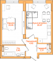 1-комнатная планировка квартиры в доме по адресу Тверской тупик 7б