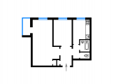 2-кімнатне планування квартири в будинку по проєкту 1-447С-25