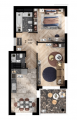 2-комнатная планировка квартиры в доме по адресу Тираспольская улица 43 (4)