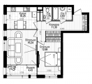 2-комнатная планировка квартиры в доме по адресу Науки проспект 58 (2)
