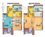 2-комнатная планировка квартиры в доме по адресу Жулянская улица дом 2