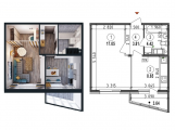 2-комнатная планировка квартиры в доме по адресу Стеценко улица 75 (9)