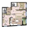 2-комнатная планировка квартиры в доме по адресу Панорамная улица 2б