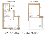 2-кімнатне планування квартири в будинку за адресою Пожарського (Троєщина) вулиця 16б