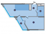 1-комнатная планировка квартиры в доме по адресу Заречная улица 1 (9)