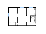 2-комнатная планировка квартиры в доме по проекту 1-437-5