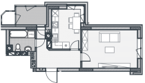 1-кімнатне планування квартири в будинку за адресою Радистів вулиця 40 (4)