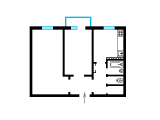 2-кімнатне планування квартири в будинку по проєкту 1-464А-53