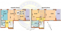 4-комнатная планировка квартиры в доме по адресу Причальная улица 11 (3)