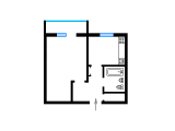 1-комнатная планировка квартиры в доме по проекту ММ-640