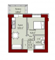 1-комнатная планировка квартиры в доме по адресу Бышевская улица 14