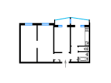 3-комнатная планировка квартиры в доме по проекту II-57/17
