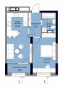 1-комнатная планировка квартиры в доме по адресу Жмаченко генерала улица 26