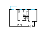 2-комнатная планировка квартиры в доме по проекту 1-480-13кд