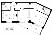2-комнатная планировка квартиры в доме по адресу Пирятинская улица 6б