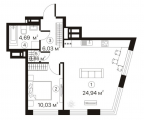 1-комнатная планировка квартиры в доме по адресу Бажана Николая проспект дом 2