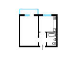 1-комнатная планировка квартиры в доме по проекту 1-КГ-480-26