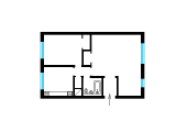 2-комнатная планировка квартиры в доме по проекту 1-60
