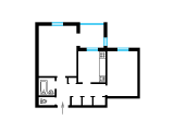 2-комнатная планировка квартиры в доме по проекту 156-02