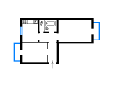 2-комнатная планировка квартиры в доме по проекту 1-406-11