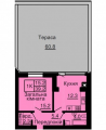 1-комнатная планировка квартиры в доме по адресу Мира улица 4