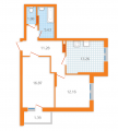 2-комнатная планировка квартиры в доме по адресу Бориспольская улица 40 (2)
