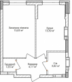 1-комнатная планировка квартиры в доме по адресу Чехова улица №27 (2)