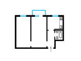 2-кімнатне планування квартири в будинку по проєкту 1-480-14м
