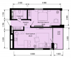 1-комнатная планировка квартиры в доме по адресу Максименко Федора улица (Краснофлотская улица) 7а