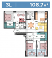 3-комнатная планировка квартиры в доме по адресу Салютная улица 2б (29)