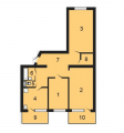 3-комнатная планировка квартиры в доме по адресу Европейская улица (Октябрьская улица) 34б (2)