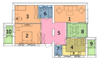 3-комнатная планировка квартиры в доме по адресу Лучшая улица (Ломоносова улица) дом 13