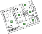 2-комнатная планировка квартиры в доме по адресу Радистов улица 34 (12с)