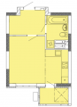 1-кімнатне планування квартири в будинку за адресою Сім'ї Кульженків улица (Дегтяренка Петра вулиця) 37