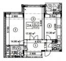 2-комнатная планировка квартиры в доме по адресу Бориспольская улица 19