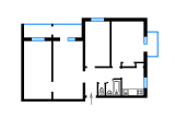 4-комнатная планировка квартиры в доме по проекту арх. Каток Л. Б.