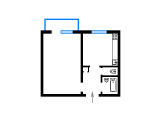 1-комнатная планировка квартиры в доме по проекту 182 Мобиль