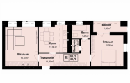 2-комнатная планировка квартиры в доме по адресу Франко Ивана улица №5