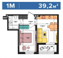 1-комнатная планировка квартиры в доме по адресу Салютная улица 2б (16)