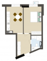 1-комнатная планировка квартиры в доме по адресу Львовская улица 18б