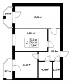 2-комнатная планировка квартиры в доме по адресу Счастливая улица 7