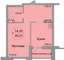 1-комнатная планировка квартиры в доме по адресу Львовская улица 15 (2)
